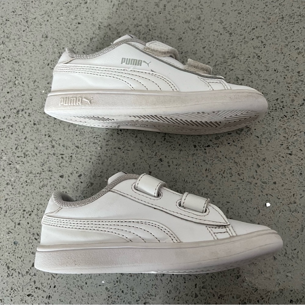 Kids Puma Smash White Shoe - Picture 6 of 9